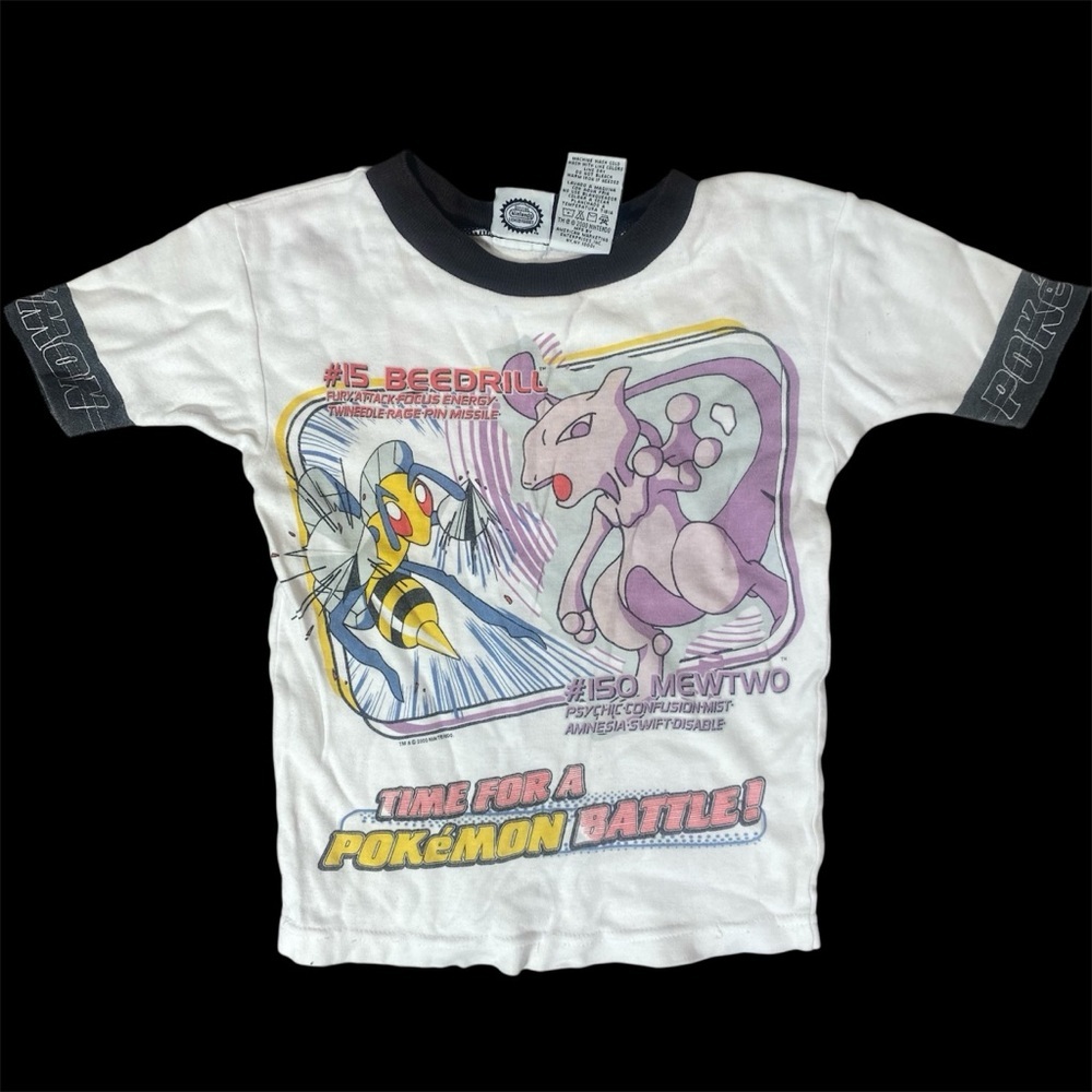 Vintage Pokémon Mewtwo Beedrill Kids‎ Ringer T-Shirt Size 8